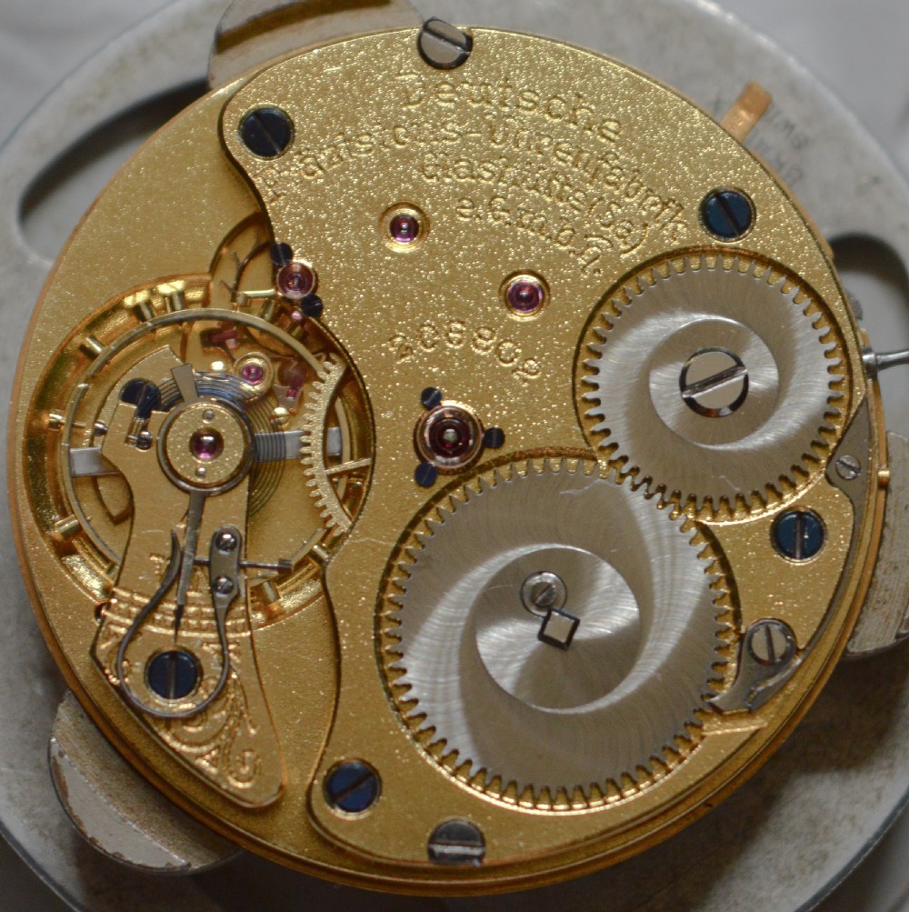 GLASHUTTE ORIGINAL. A FINE QUALITY 14K GOLD HUNTER CASE LEVER POCKET WATCH. View III