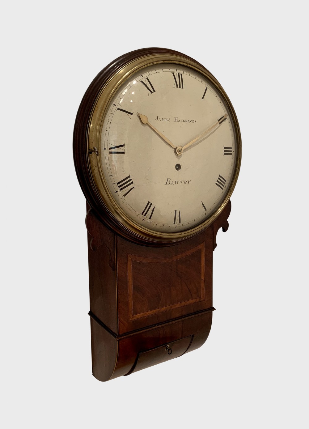 A fine quality 8 day English fusee timepiece trunk dial wall clock by James Hargraves of Bawtry circa 1820 View IX