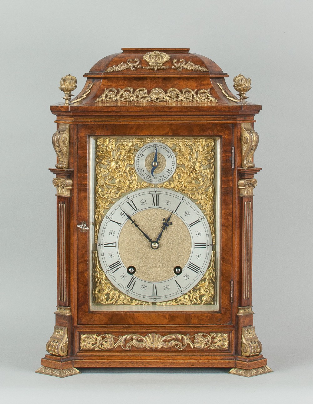 A Fine Quality Burr Walnut Bracket / Mantel Clock By Lenzkirch Circa 1903