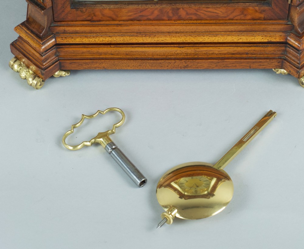 A Burr Walnut Bracket / Mantel Clock By Lenzkirch, Circa 1894. View X