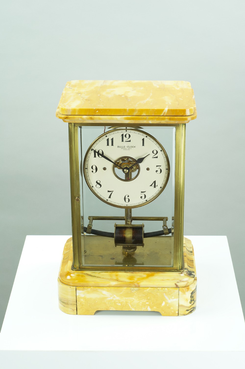A Sienna Marble Electric Bulle Four-glass Mantel Clock View III