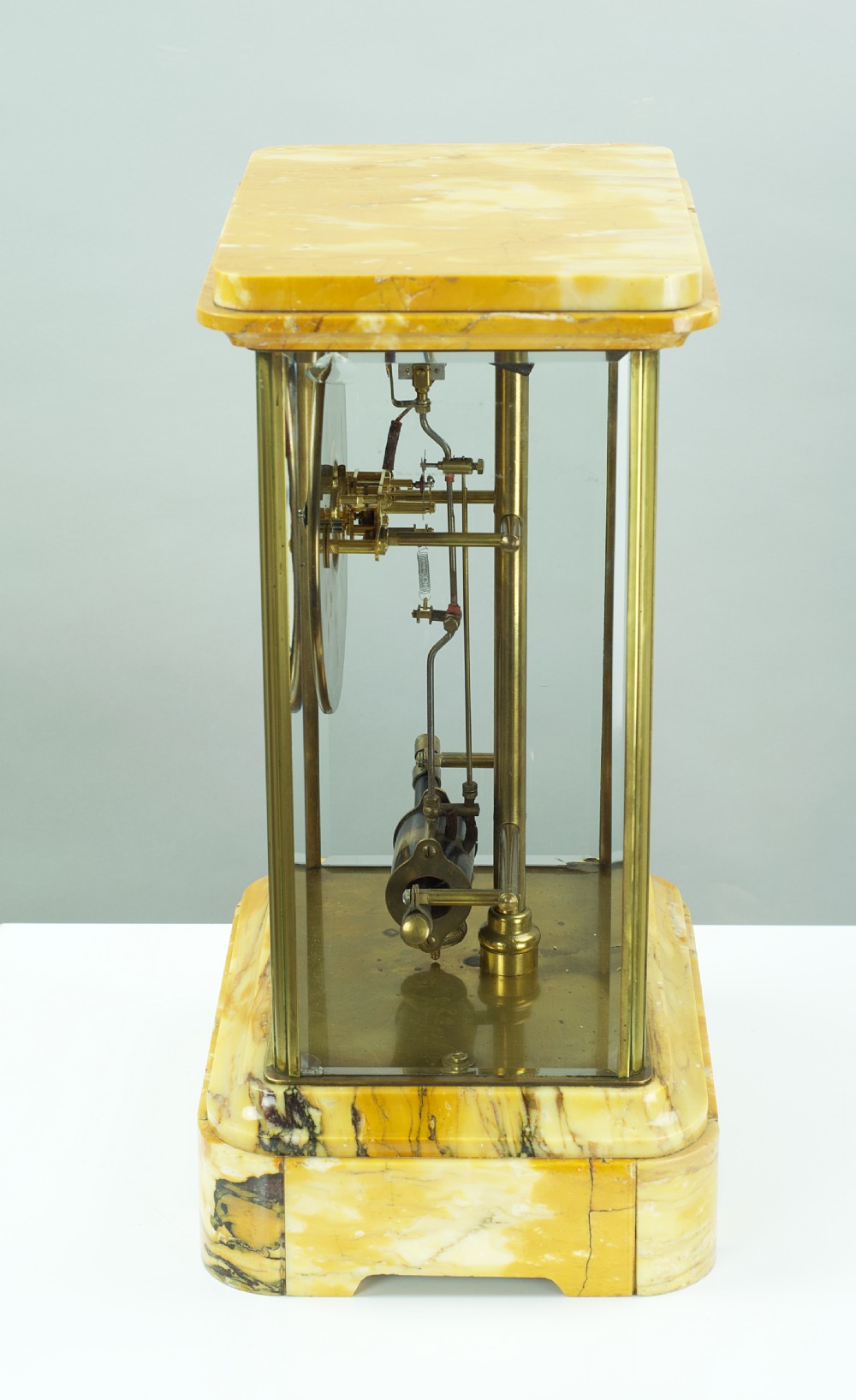 A Sienna Marble Electric Bulle Four-glass Mantel Clock View V