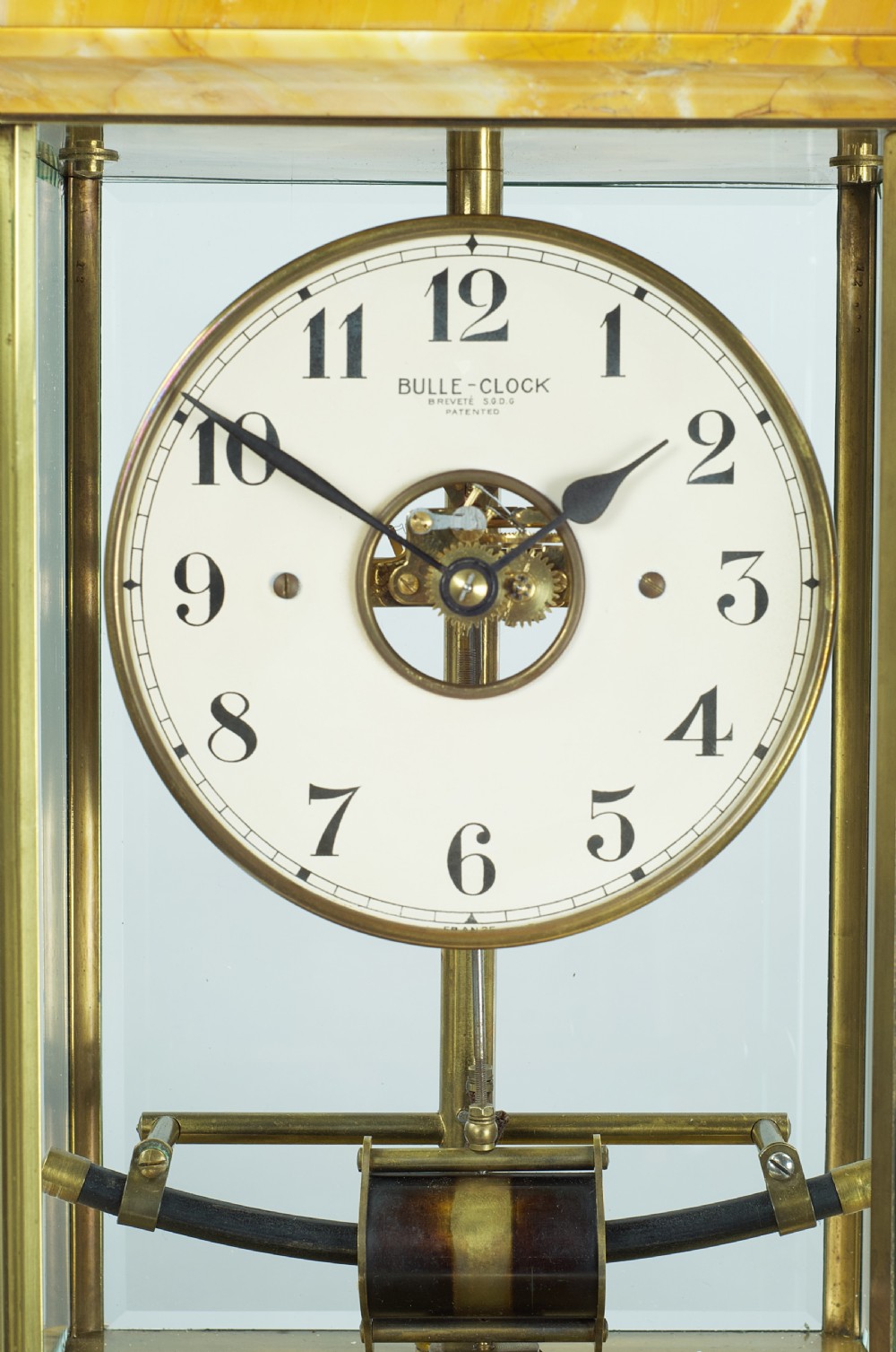 A Sienna Marble Electric Bulle Four-glass Mantel Clock View X