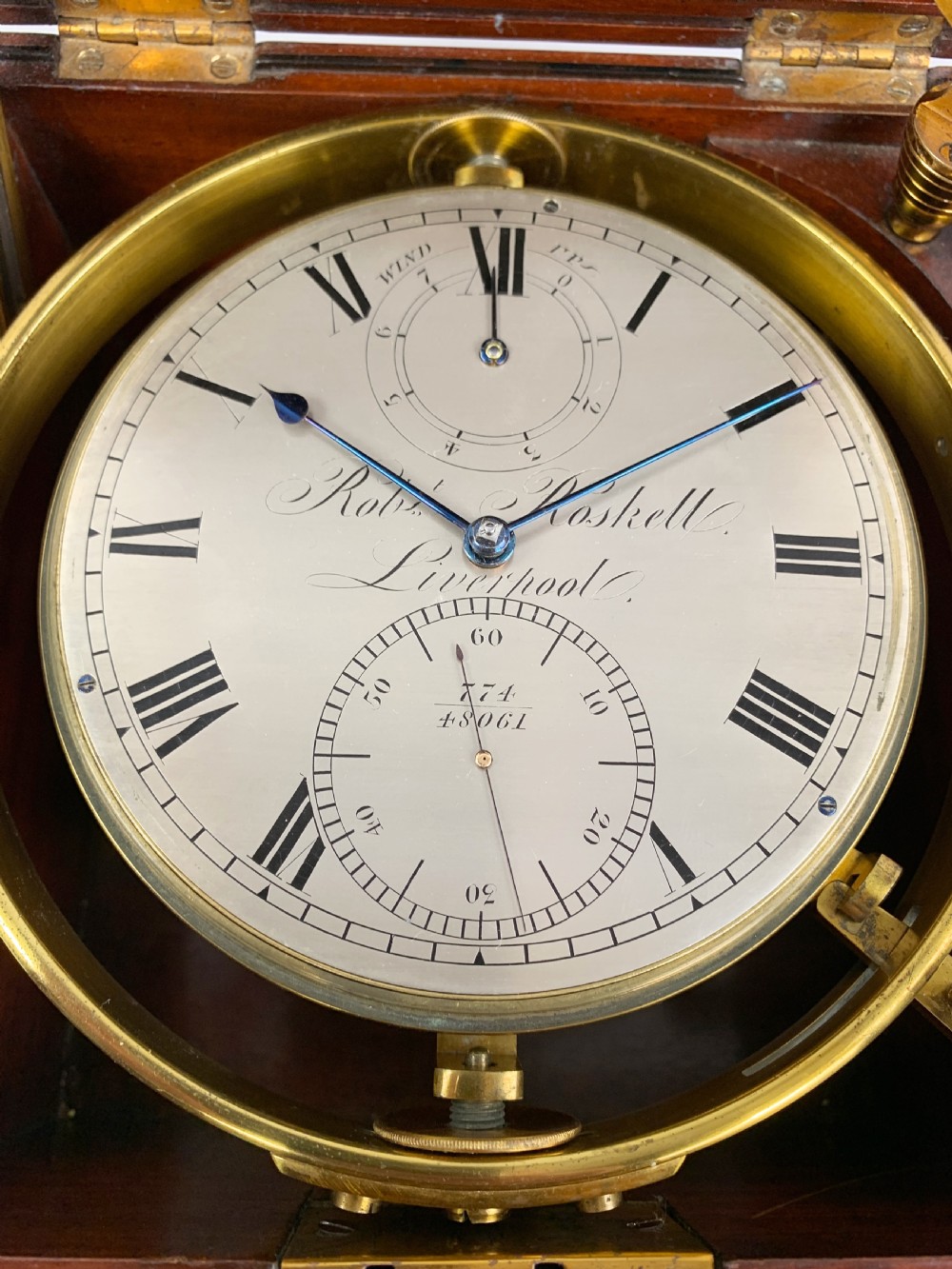 A fine quality 8 day marine chronometer by Robert Roskell, Liverpool. c.1839. View XIX