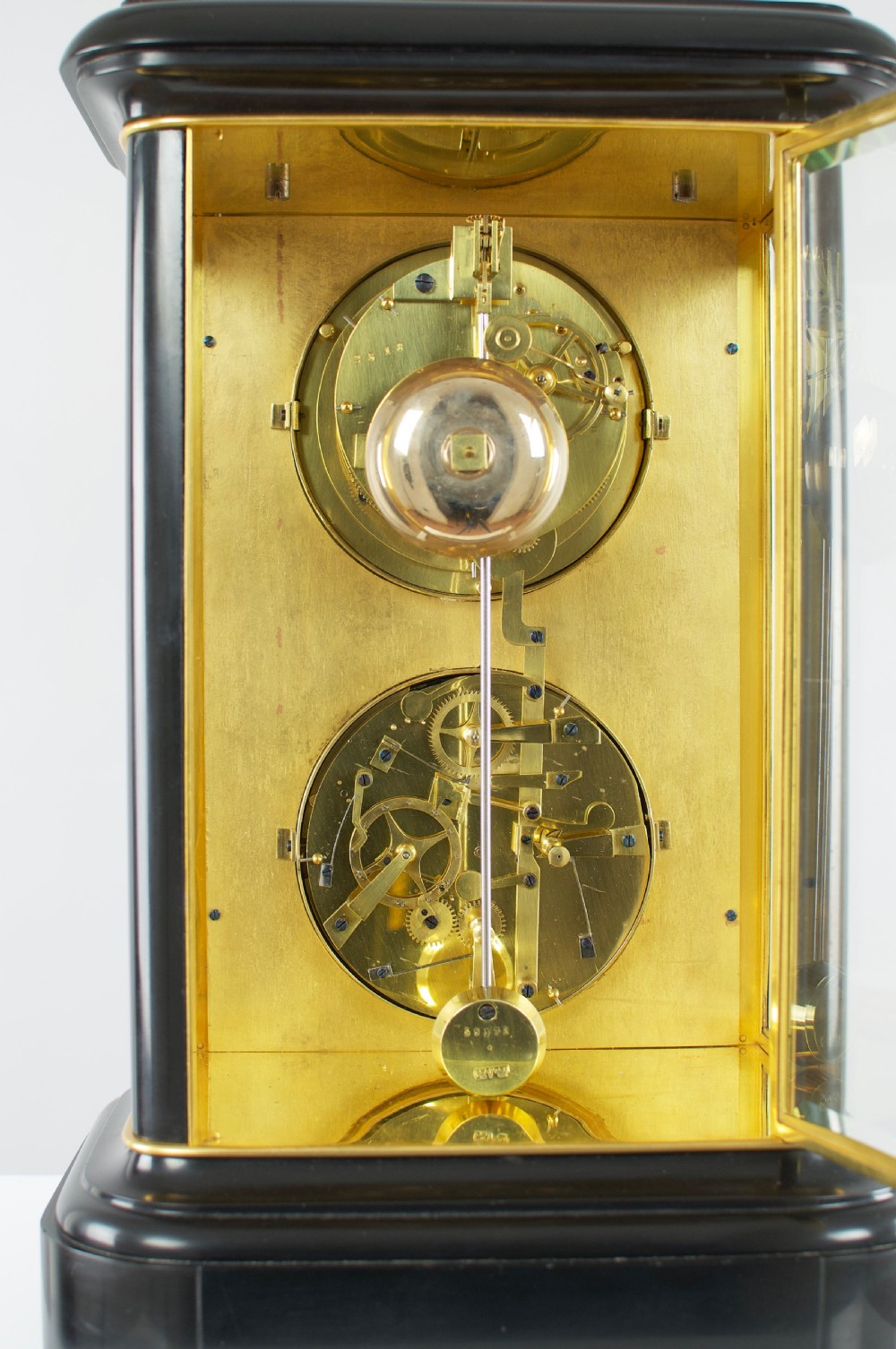 A fine quality 19th French four-glass mantel clock with perpetual calendar and moonphase indication. View VI