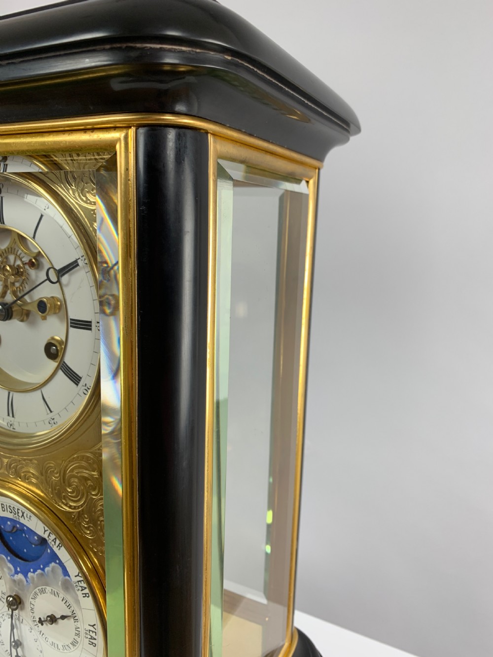 A fine quality 19th French four-glass mantel clock with perpetual calendar and moonphase indication. View XIII