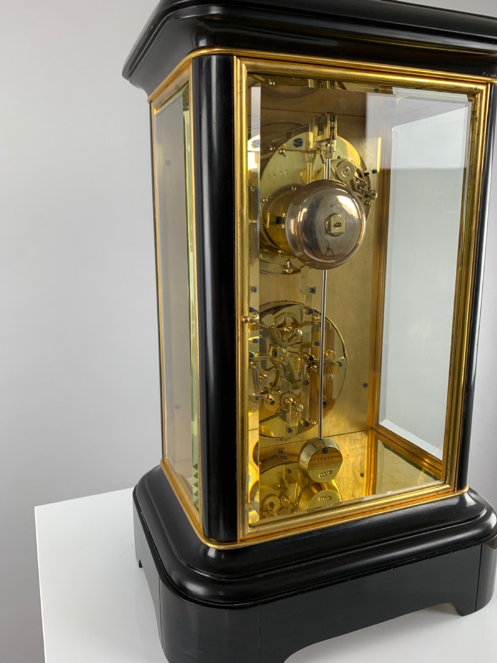 A fine quality 19th French four-glass mantel clock with perpetual calendar and moonphase indication. View XV