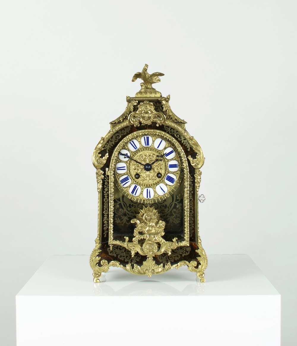 French Boulle Mantel Clock, Circa 1880 View II