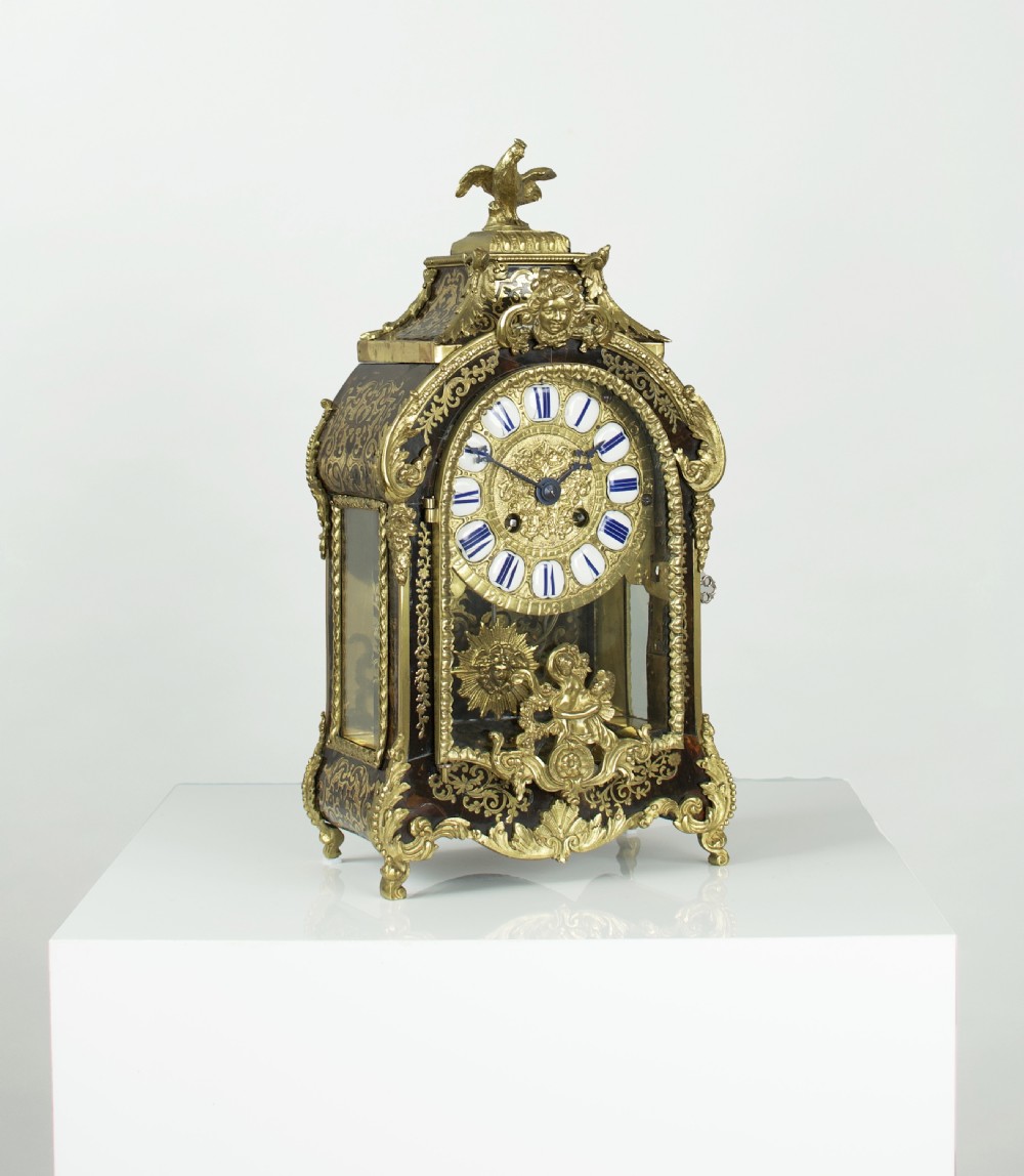 French Boulle Mantel Clock, Circa 1880 View III