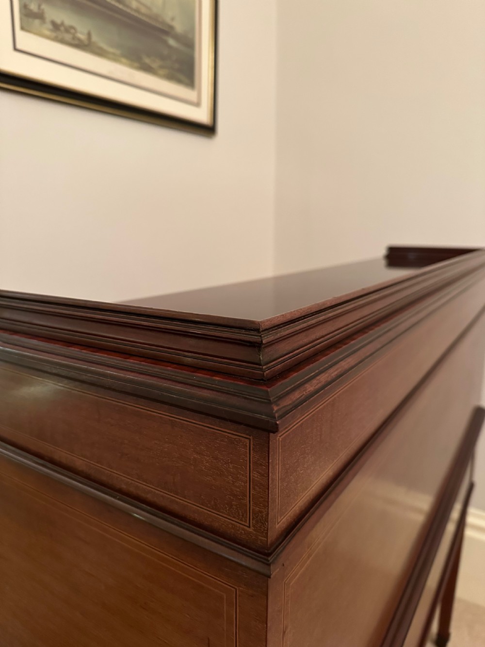 Mahogany Inlaid Roll Top / Cylinder Desk By Maple And Co London C.1890. View XIII