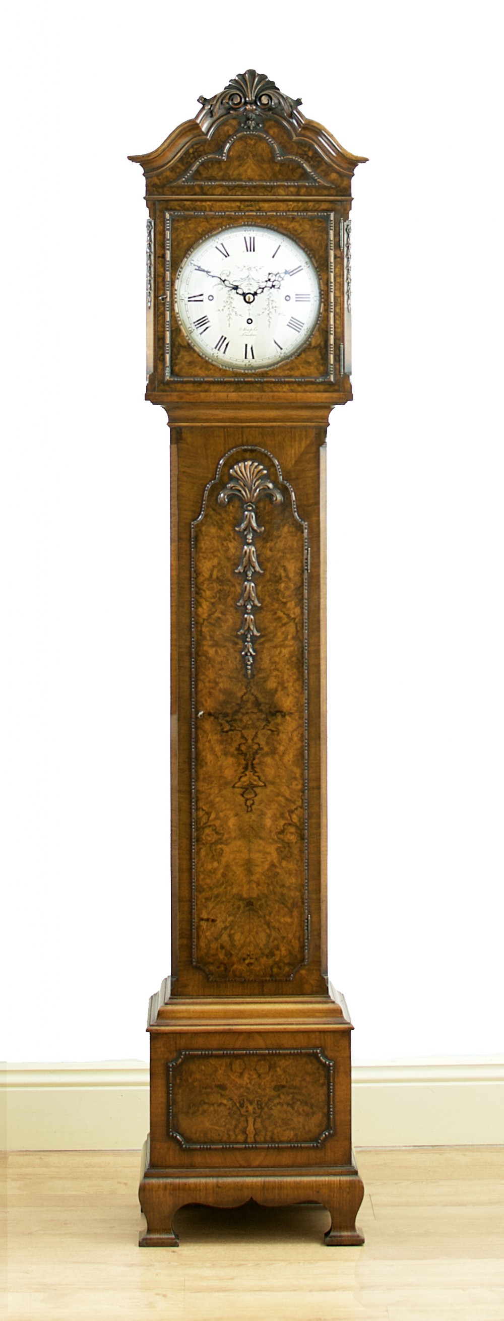 Quarter Chiming Walnut Long Case / Longcase / Grandfather / Grandmother clock by Maple of London.