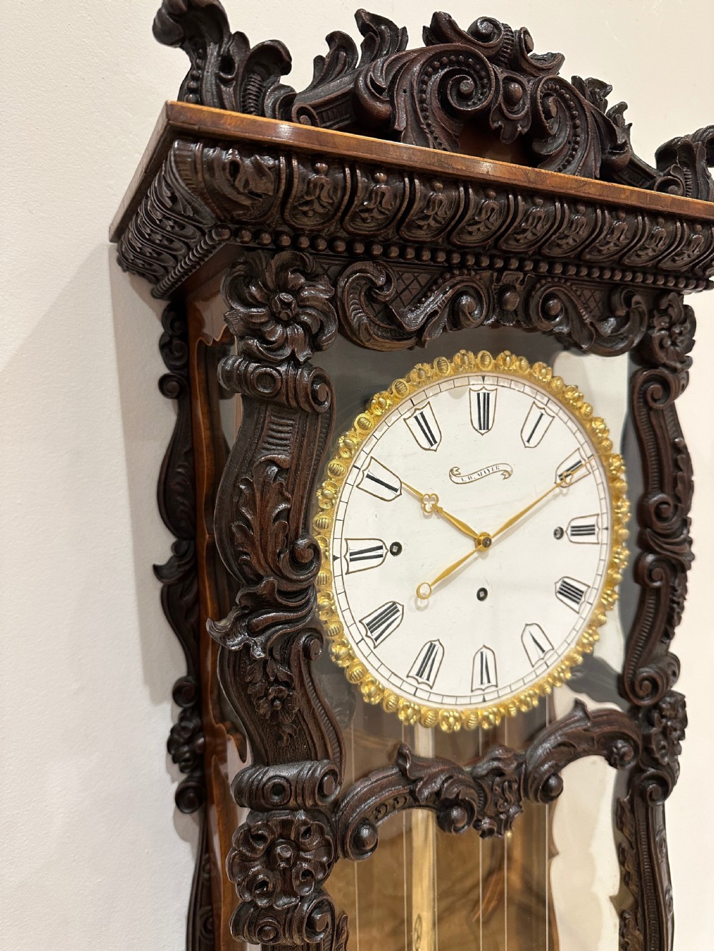 Anton Mayer Grande Sonnerie Vienna Regulator Wall Clock, Circa 1850. View IV