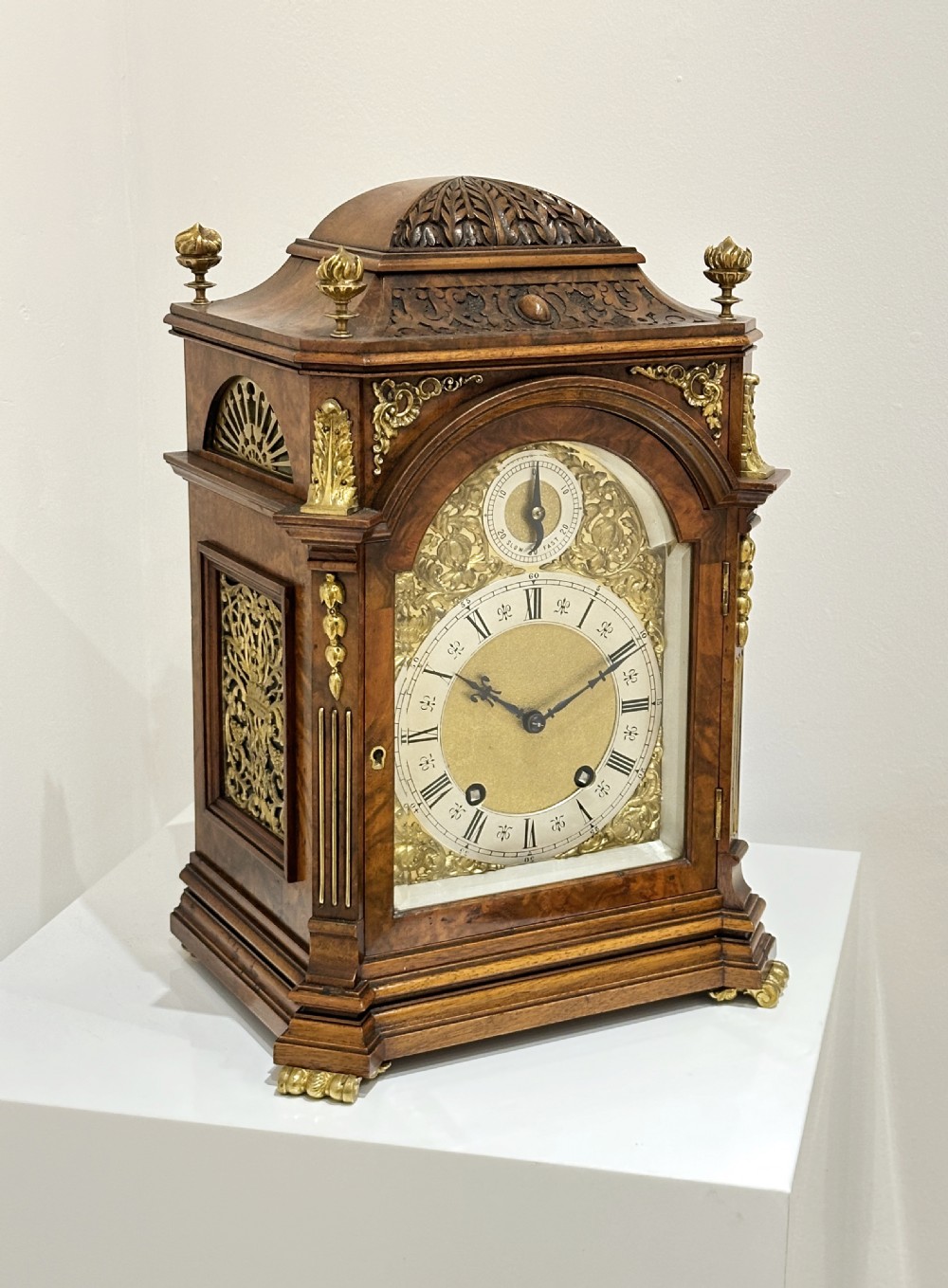 A Burr Walnut Bracket / Mantel Clock By Lenzkirch, Circa 1896.
