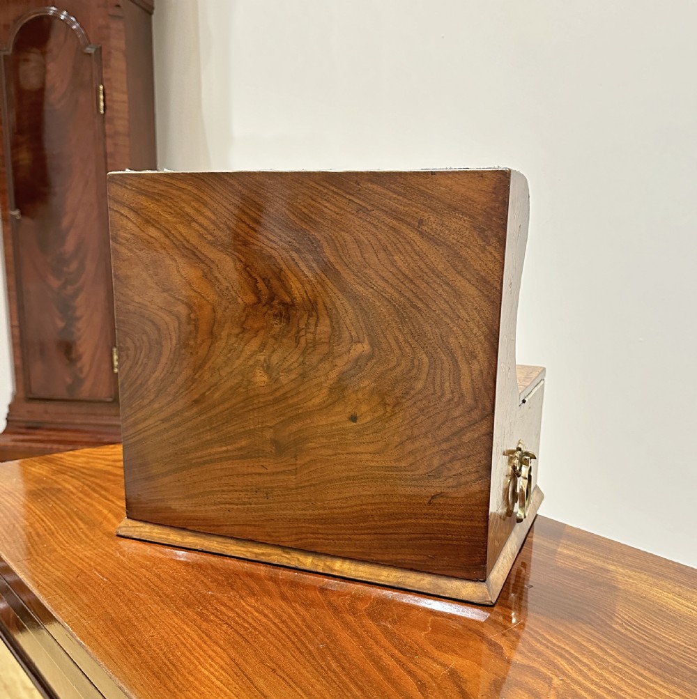 A Fine Quality Inlaid Walnut Three Decanter Tantalus & Games Box. View IV
