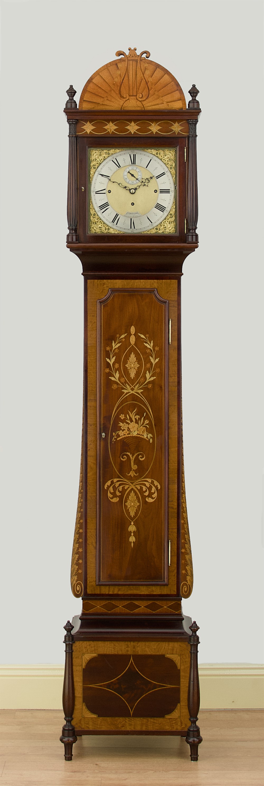 A Quarter Chiming Sheraton Revival Long Case / Longcase / Grandfather Clock By S Smith & Son Of London.