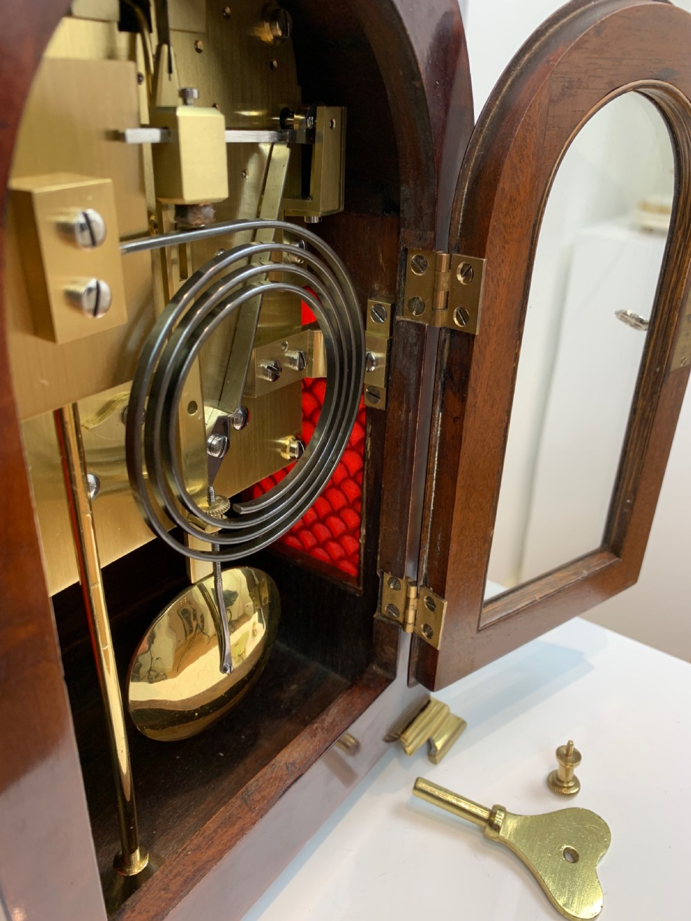 A Small Mahogany Fusee Bracket / Mantel Clock By John Durden, London, C.1875 View VIII