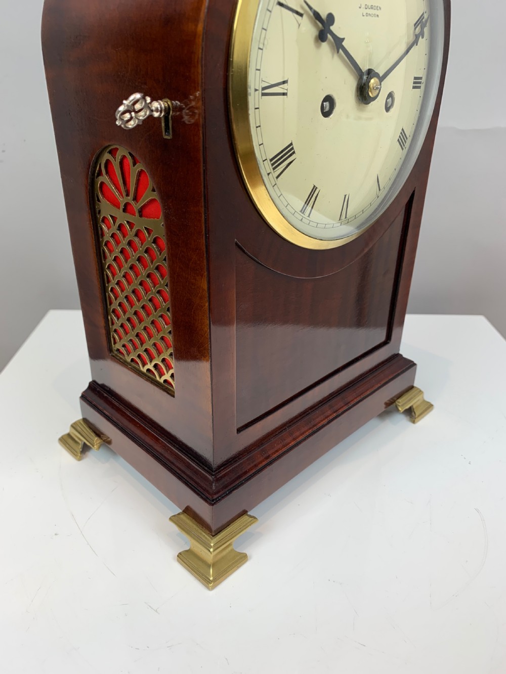 A Small Mahogany Fusee Bracket / Mantel Clock By John Durden, London, C.1875 View IX