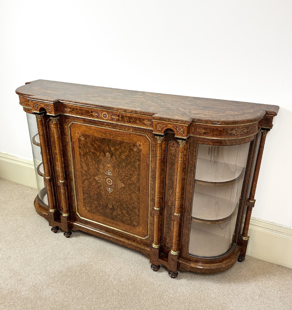 A Magnificent Burr Walnut Inlaid Credenza / Sideboard.