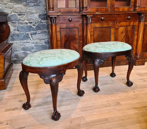 PAIR OF IRISH GEORGE III OVAL STOOLS