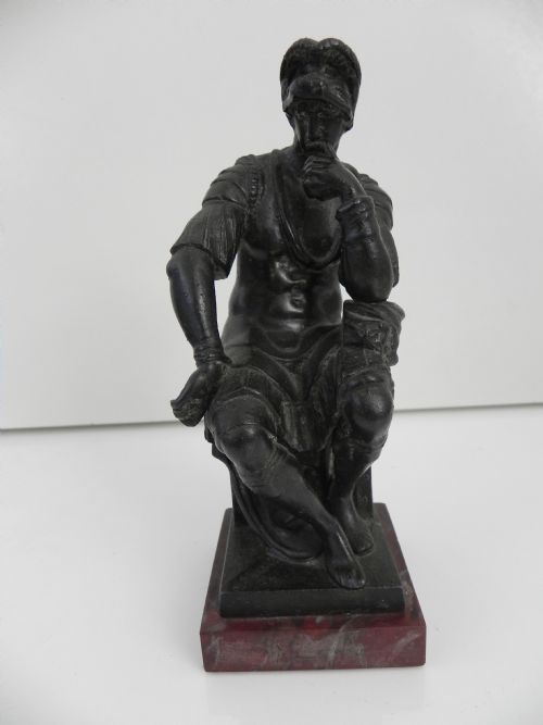Patinated Cast Metal Figurine Depicting Michelangelo's  "Lorenzo De Medici"