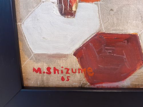 fig 1. M Shizume, Modernist Oil Painting signed and dated (19)65