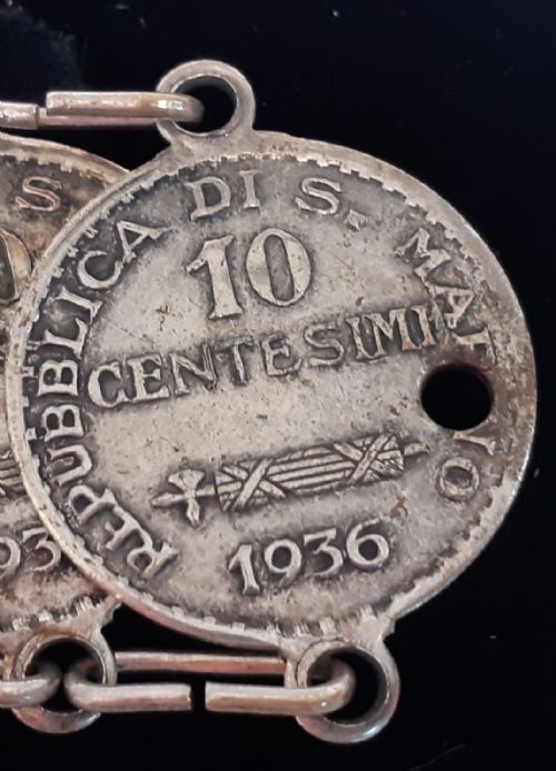 SILVER BRACELET WITH 15 TEN CENTESIMO SILVER COINS SAN MARINO 1936 - ADDITIONAL PHOTO 3