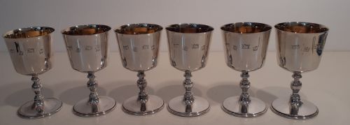 Mappin & Webb, Six Silver Goblets, Hallmarked Birmingham 1974