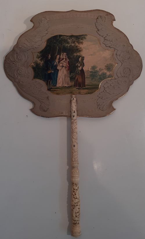 Victorian Hand Painted and Carved Fan