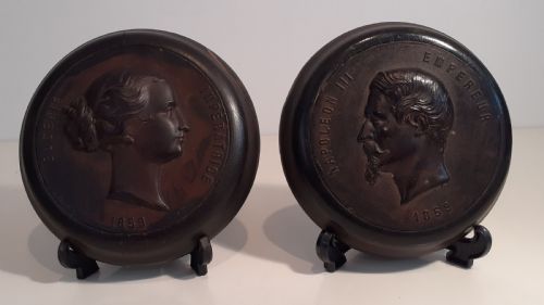 A Pair of Wall Plaques Depicting Napoleon III and His Wife Eugenie, 1859