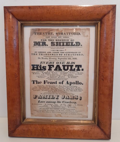Old Theatre Advertisement Stratford Upon Avon, Dated 1826
