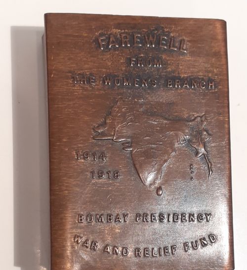 Brass Match Box Holder, "War and Relief Fund, 1914 - 1918