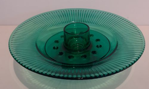 Art Deco Green Glass Rose Bowl