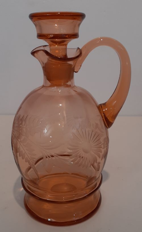 Victorian Crystal Pink/salmon Coloured Decanter