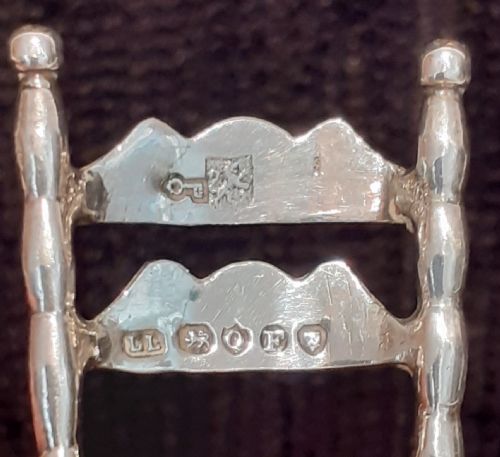 fig 1. Silver Miniature Chair, Hallmarked London 1891