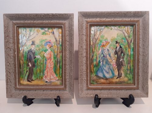 Pair of Enamel Paintings on Copper