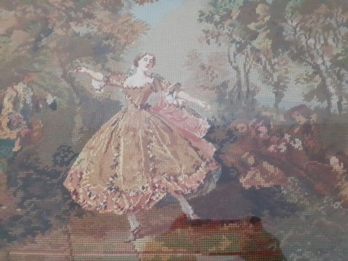 19TH CENTURY GROS PETIT POINT WOOL WORK IN ROSEWOOD FRAME - ADDITIONAL PHOTO 1