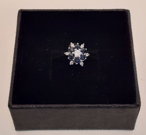 Nine Carat Gold Ring Diamonds and Saphires