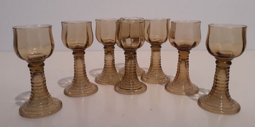 Set of Late Art Nouveau (1890-1910), German Green Port Glasses