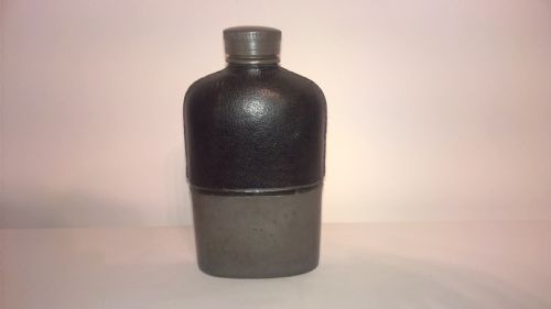 Late 19th/Early 20th Century Pewter and Leather Flask 