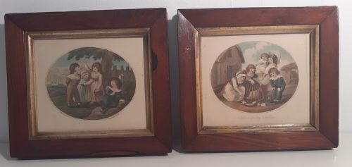 Pair of Stipple Prints in Sepia, 1780'S