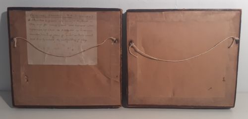 fig 1. Pair of Stipple Prints in Sepia, 1780's