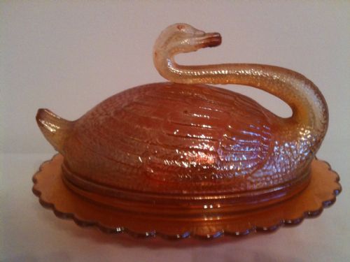 Art Deco, Carnival Glass, Butter Dish