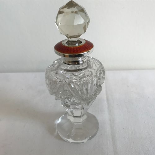 Art Deco Crystal & Silver Perfume Bottle 1929