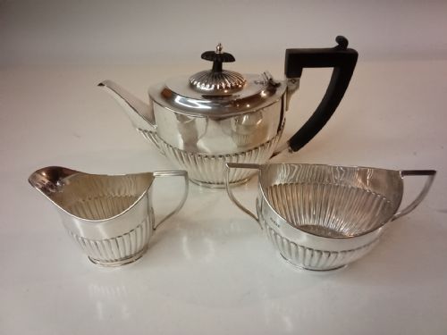 fig 1. Sterling Silver Bachelor Tea Set, Hallmarked 1895 and 1896