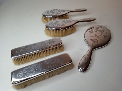 Late Art Nouveau Sterling Silver Vanity Set, 1905
