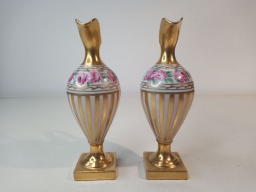 PAIR OF EARLY 1900'S HAND PAINTED JUGVASES - ADDITIONAL PHOTO 3