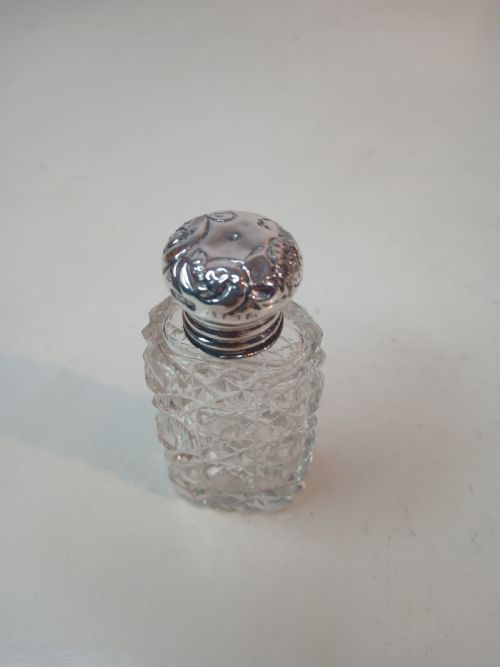 Victorian Perfume Bottle with Silver Top