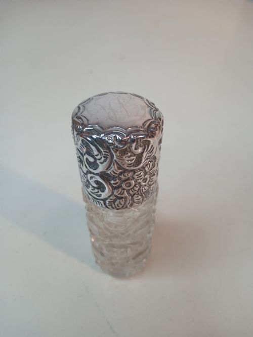 Victorian Perfume Bottle with Silver Top