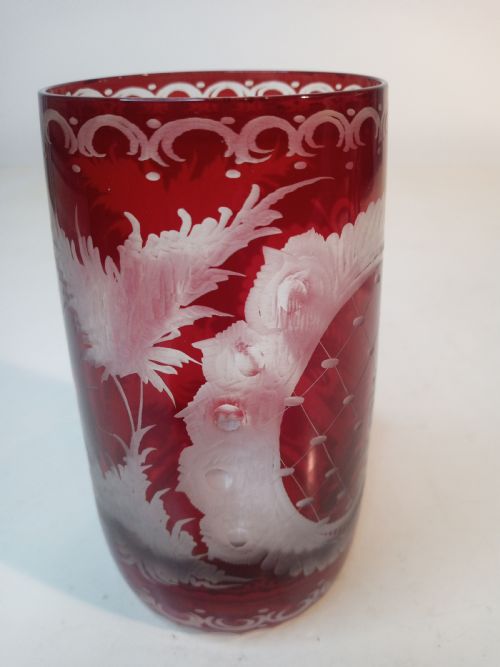 PAIR OF RUBY RED ENGRAVED GLASSES - ADDITIONAL PHOTO 5