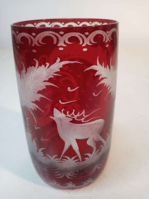 PAIR OF RUBY RED ENGRAVED GLASSES - ADDITIONAL PHOTO 9